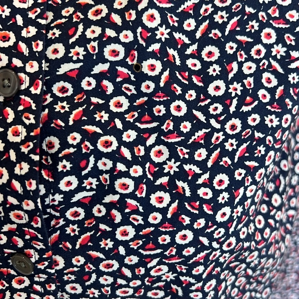 Talbots  Floral Pattern Shirt - Blue and White and Red - Picture 3 of 8